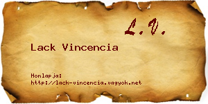 Lack Vincencia névjegykártya